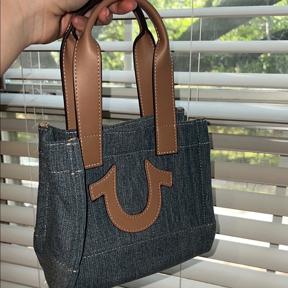 True Religion Denim and Tan Handbag